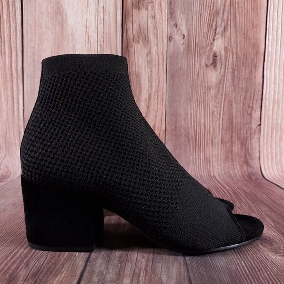 Eileen Fisher Womens Sz 10 Croft Open Toe Stretch Knit Black Ankle Boots Booties - Picture 3 of 13